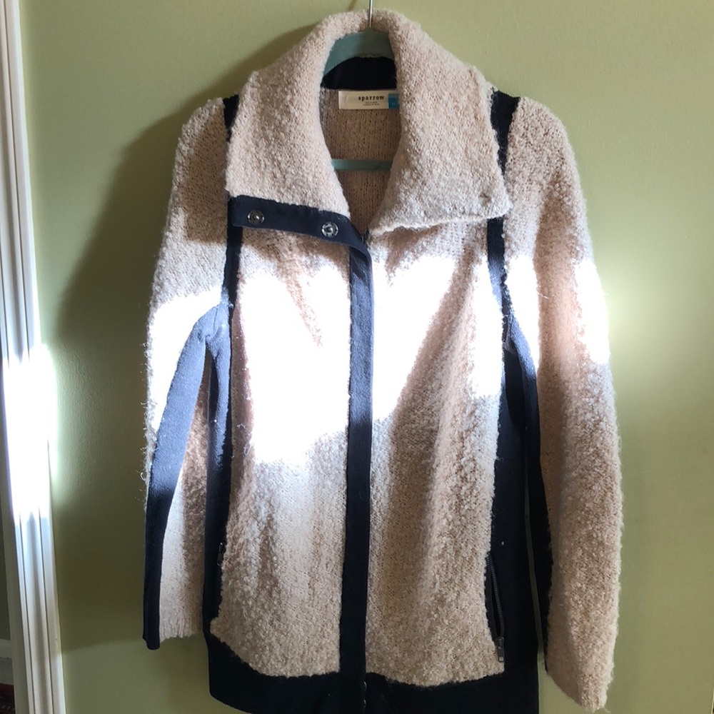 Anthropologie nubby beige zip up cardigan